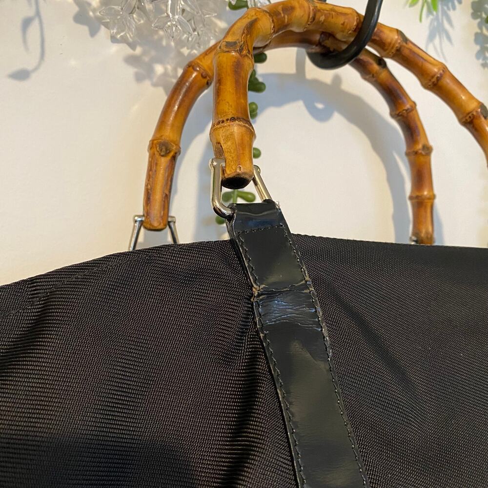 Gucci Vintage Black Bamboo handle tote / travel bag Tom Ford Era Oversized XL - Picture 11 of 15